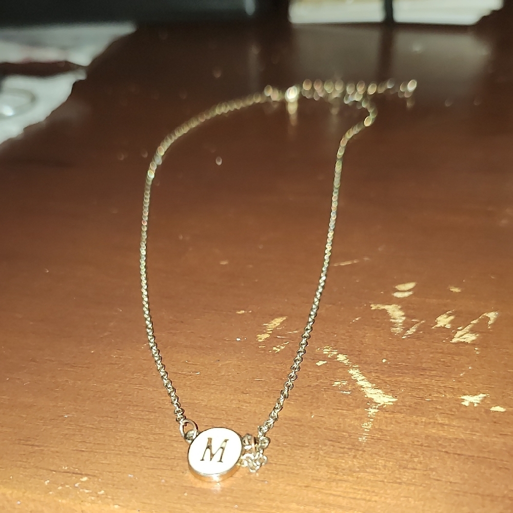 Gold Initial Necklace with Crystal Accent